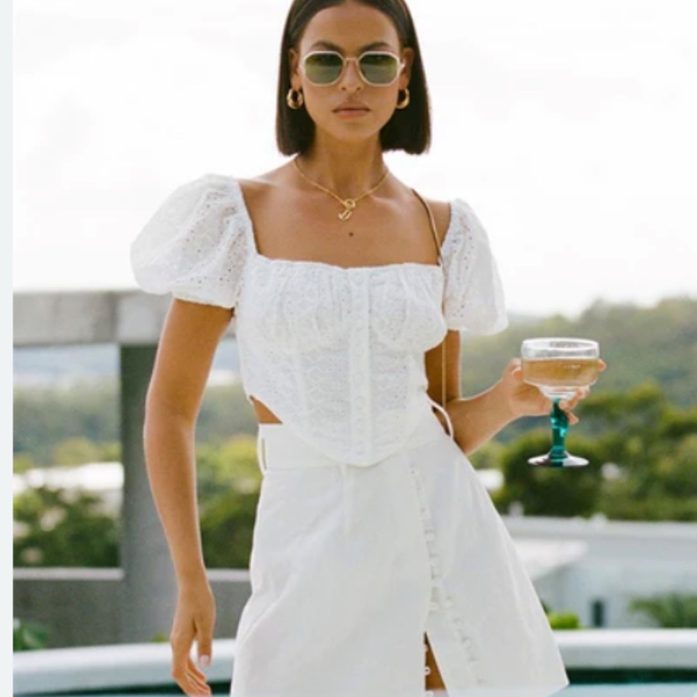 Sabo Skirt White Eyelet Corset Top